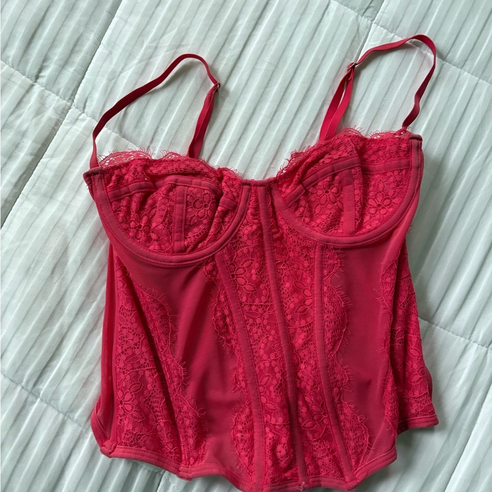 Urban Outfitters Pink Lace Bustier Top